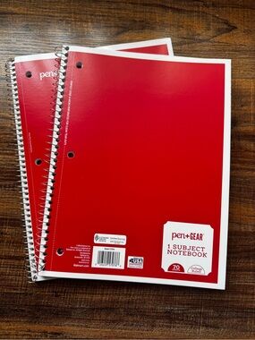 Pen + Gear 1 Subject Spiral Notebook College Ruled Red Cover 70 Sheets 2 Pack Ne